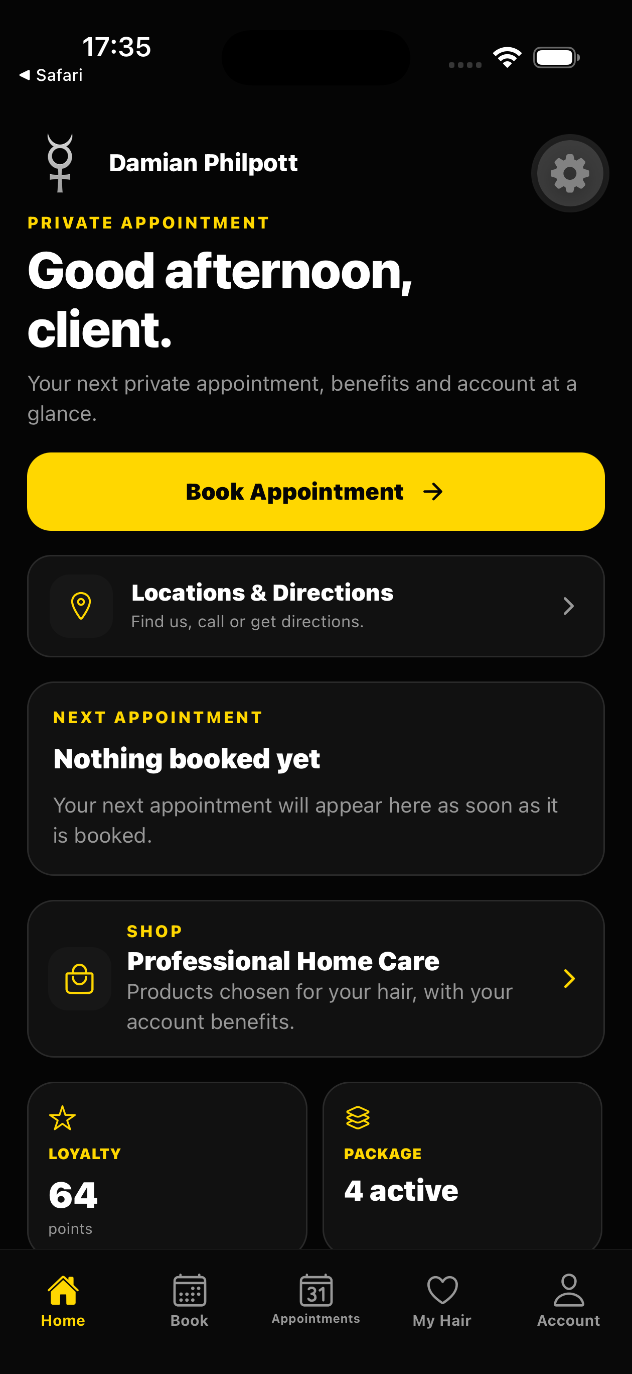 Damian Philpott App Home screen on iPhone