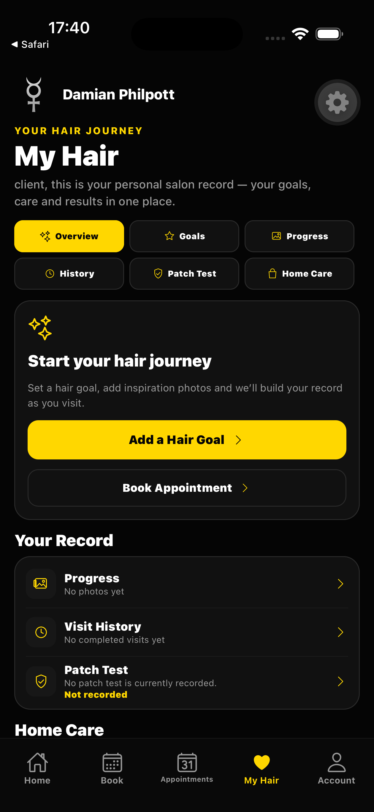 App My Hair screen