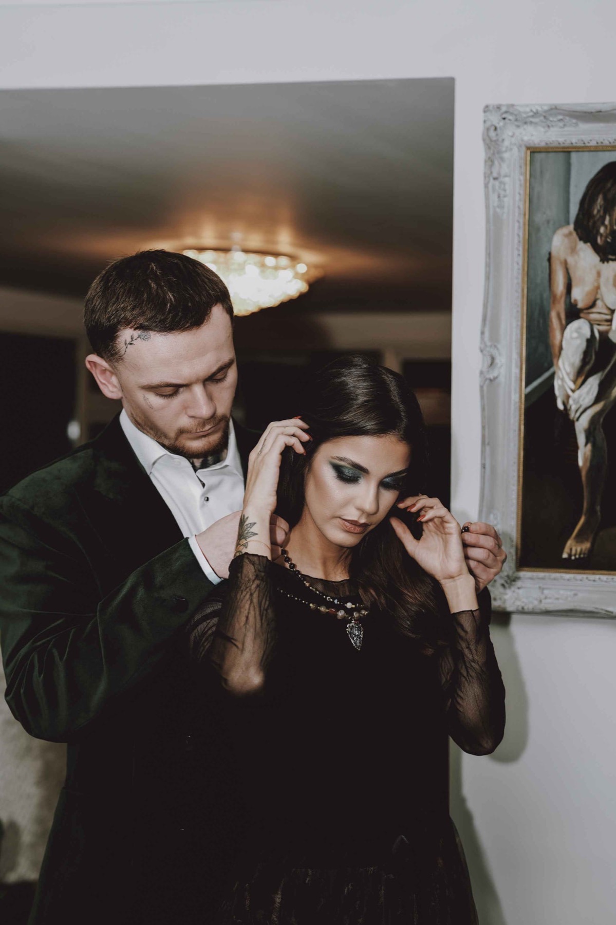 Hair being styled during an editorial shoot