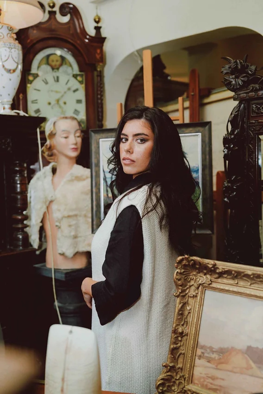 Brunette portrait in an editorial interior