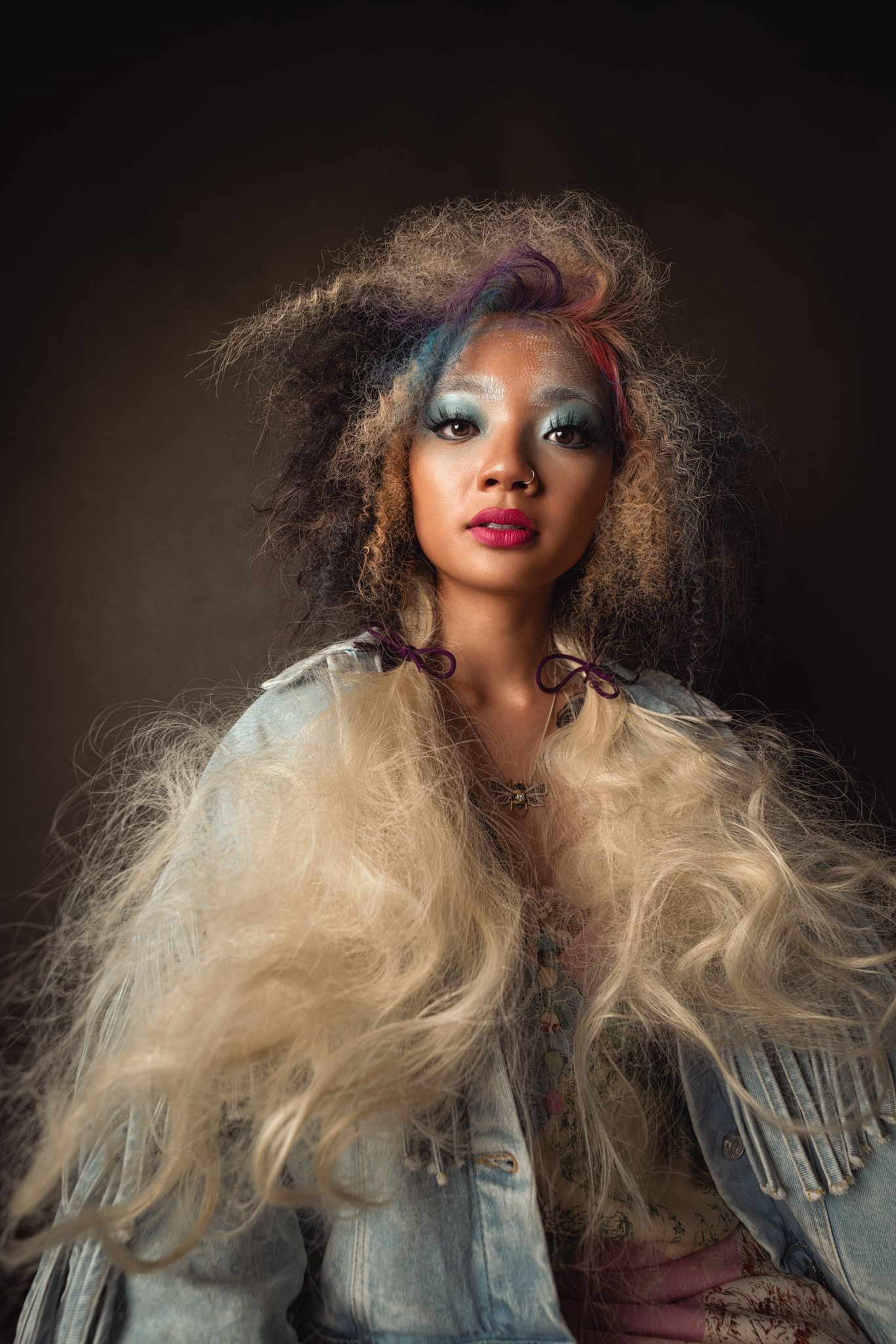 Editorial hair image featuring creative colour and texture